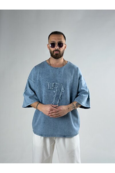 COCOPELLI Seven Oversize Ανδρικό T-shirt με κοντά μανίκια από τζιν COC3123