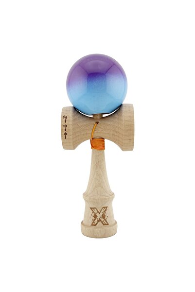 Cyrax Kendama X Original, Rulment metalic cu șnur mov/albastru de 55 cm