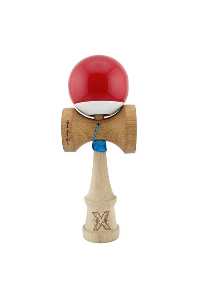 Cyrax Kendama X Original, Rulment metalic cu șnur de 55 cm Roșu/Alb