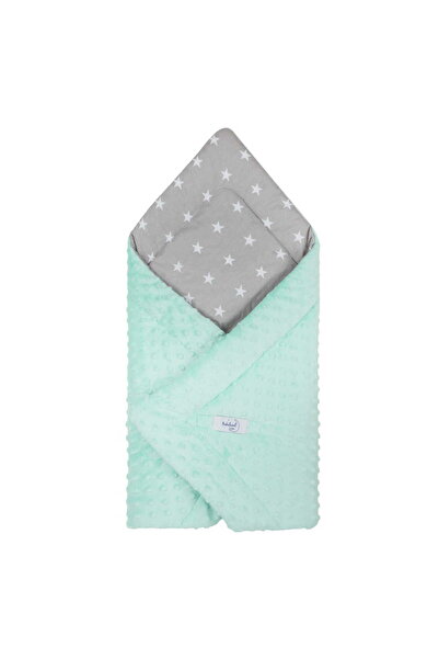 Bubaland Paturica de infasat nou-nascut Minky Grey Stars 80x80 cm