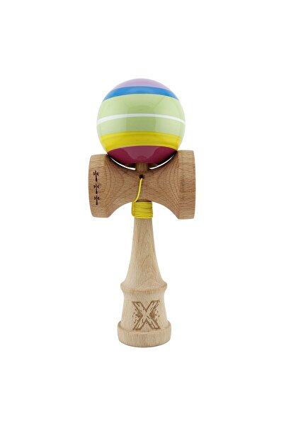 Cyrax Kendama X SPECTRUM Original, Rulment metalic cu șnur de 55 cm Multicolor
