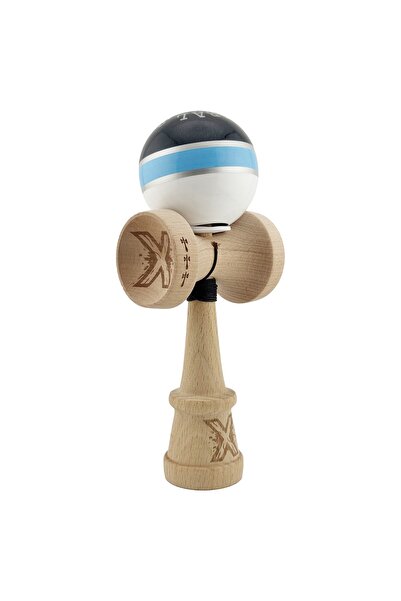 Cyrax Kendama X Original ROYAL SPIKE, Șnur de 55 cm, Inel albastru deschis