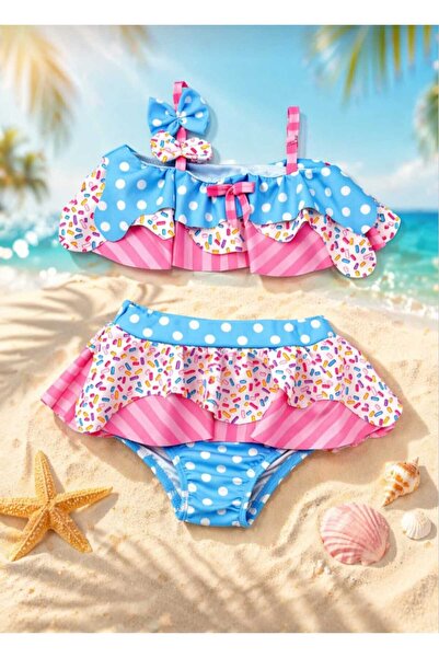 kr kids Ice Cream Patterned Girls' Bikini Set