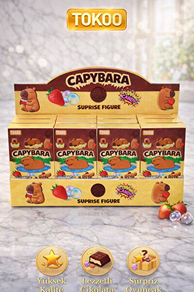 Tokoo Capybara - 30g*20 ad. Çilekli ve bubble gum aromalı krema ve patlayan şeker dolgulu sütlü çikolata