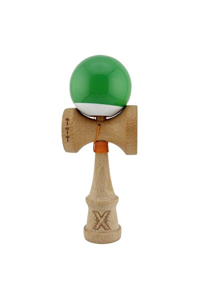 Cyrax Kendama X Original, Rulment metalic cu șnur de 55 cm Verde/Alb