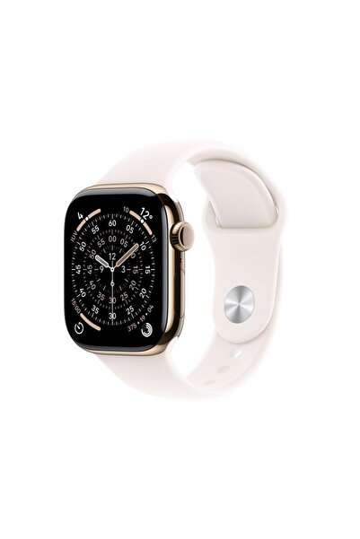 Apple Ceas Seria 11 GPS + Cellular 46mm Titan Auriu, Curea Roz Pal M/L