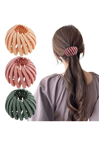 Arabest 3-Piece Matte Circle Hair Clip,Retractable Bird Nest Design for Hair ...