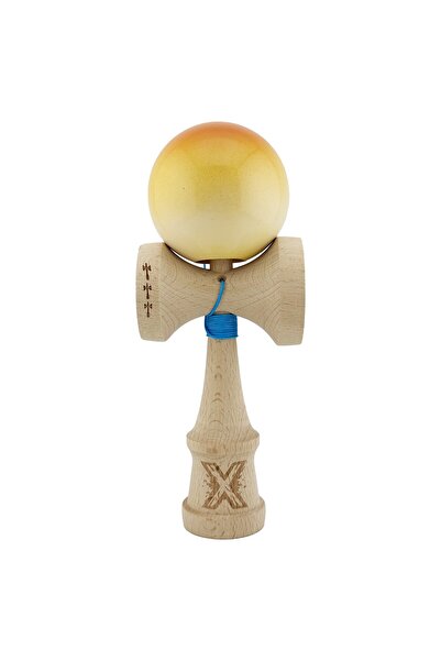 Cyrax Kendama X Original, Rulment metalic cu șnur de 55 cm Portocaliu/Galben/Alb