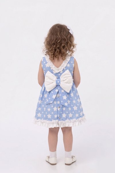 Bertuğ Bebek Blue Star Zero Sleeve Stylish Girl's Baby Dress