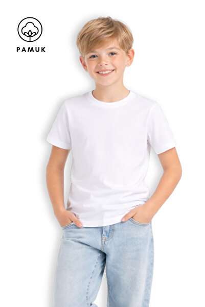 difa kids تيشيرت أبيض صيفي بأكمام قصيرة للأولاد والبنات