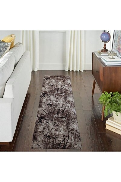 OEM Alara Anti-Slip Rug , Brown with Black, Abstract, Polyester 60 x 240 cm