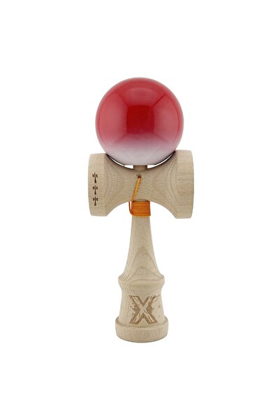 Cyrax Kendama X Original, Rulment metalic cu șnur de 55 cm, Gradient roșu/alb