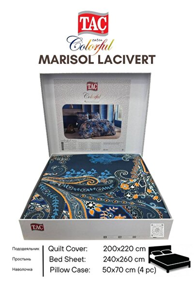 Taç TAC Marisol lacivert DIJITAL SATEN CIFT KISILIK NEVRESIM TAKIMI