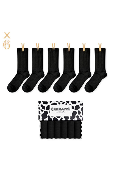 CARNAVAL SOCKS Σετ 6 Μαύρες Βασικές Βαμβακερές Κάλτσες Unisex
