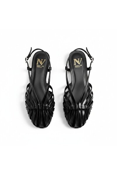 NE&VE SHOES Μαύρα λουστρίνια γυναικεία καθημερινά σανδάλια