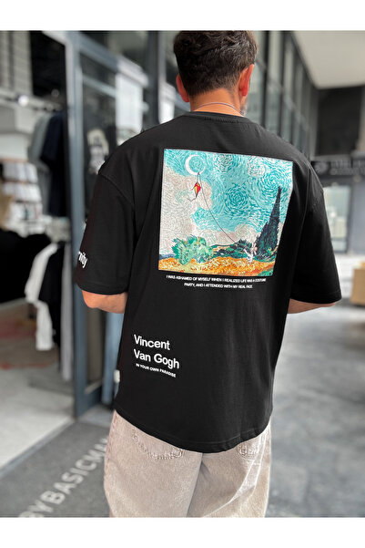 BYBASICMAN Тениска овърсайз с нашивка Black Kite SW-5143