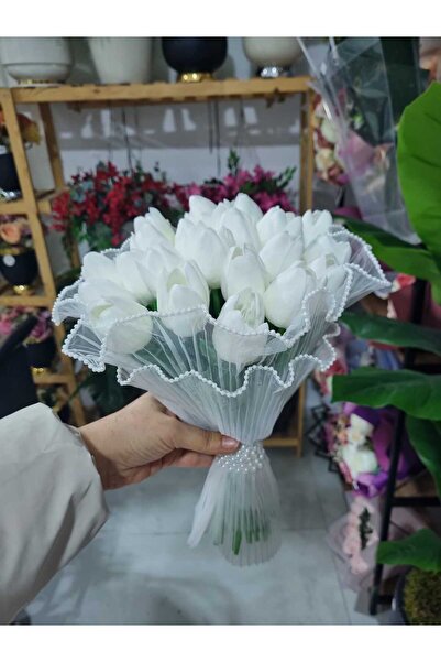 Destina Tasarım Wet Tulip Bridal Bouquet with Pearl Stones Special Design