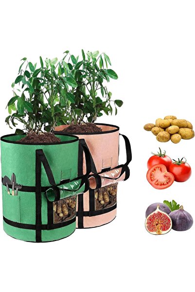 Arabest 2-Pack 7 Gallon Grow Bags,Gardening Plant Growing,Harvest Window,Brea...