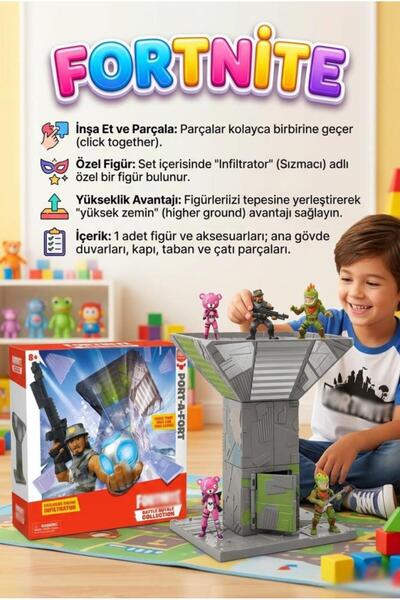 Tıfıl Toys Fortnite Temalı Minyatür Figürlü ve Tak-Birleştir Kuleli Dekoratif...