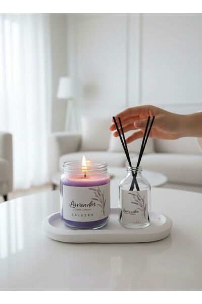 LALEZEN HOME Lavanta Kokulu Dekoratif Mum Set