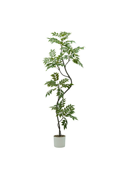 MirageBotanics شجرة سماق اصطناعية بطول 150 سم مع وعاء أبيض، نباتات صناعية طوي...