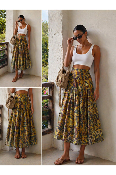 Markazzi Πλισέ μακριά φούστα από σιφόν με έθνικ σχέδια