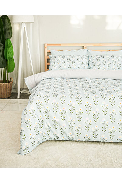 Rasel Tekstil Daisy Garden Double Floral Cotton Duvet Cover Set with Elastic ...