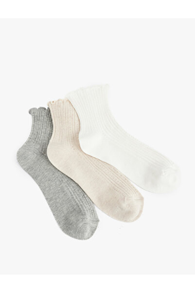 Koton Σετ 3 κάλτσες-μποτάκια με λεπτομέρειες από υφή βολάν