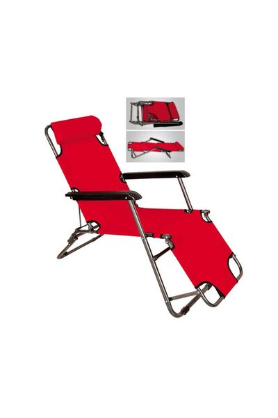 Tradesor Πτυσσόμενη καρέκλα ξαπλώστρα παραλίας–1236–270942 Red