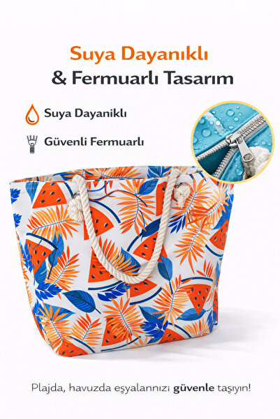 YUYİ ΤΣΑΝΤΑ ΠΑΡΑΛΙΑΣ ΜΕΓΑΛΟΥ ΜΕΓΕΘΟΥΣ ΜΕ ΣΧΕΔΙΟ ΚΑΡΠΟΥΖΙ, ΜΕ ΦΕΡΜΟΥΑΡ ΚΑΙ ΕΣΩ...