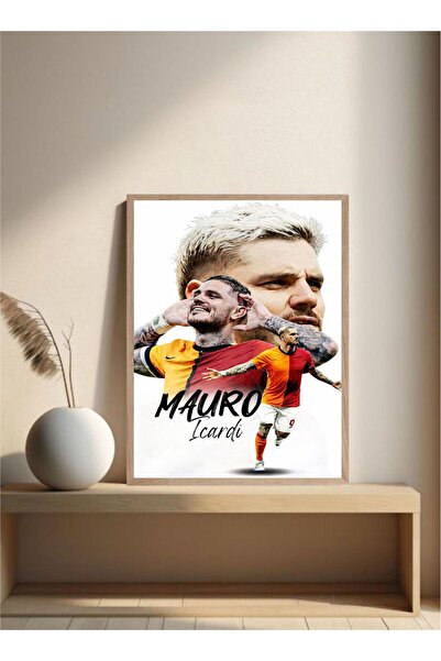 MOR TABLO Sarı Kırmızı Futbol Tablo Doğal Ahşap Çerçeveli