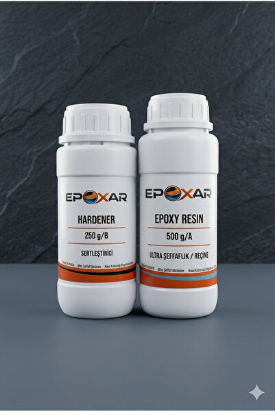 Epoxar Şeffaf Epoksi Reçine 0,75 kg 2:1 Profesyonel Set Takı Masa Hobi Için Y...