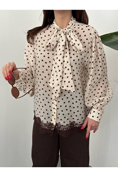 Ekim Store Πουκάμισο με δαντέλα και λεπτομέρειες, πουά και μανίκια μπαλόνι