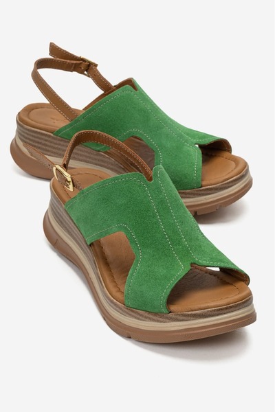 Zeynep Sıradağlı Σανδάλια Seremy από γνήσιο δέρμα, πράσινο γρασίδι, σουέντ-ταν