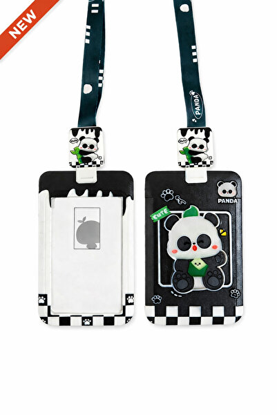 synshop Kawai Black Panda Yoyo Șnur pentru ecuson, șnur pentru gât, husă pent...