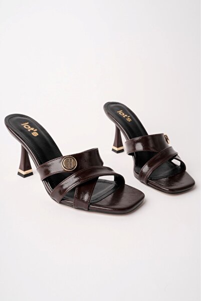 Hayalimdeki Ayakkabı Berra Women's Brown Blunt Toe Buckle Heeled Slippers