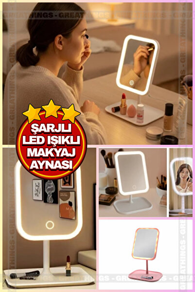 Greathings Led Işıklı Şarjlı Ayarlanabilir Şık Tasarım Makyaj Aynası