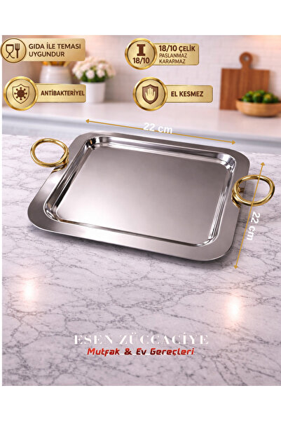 shop Gold Halka Kulplu Sunum Tepsisi Söz & Nişan & Sunum Tepsisi 18/10 Çelik ...