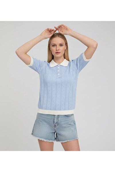 Noi Belis Bluză tricotată cu guler polo și nasturi pe jumătate SS26BZ0150