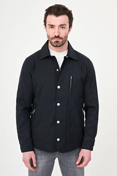 Mcr Καπιτονέ πουκάμισο στενής γραμμής με κουμπωτό γιακά Ανδρικό παλτό Ναυτικό...