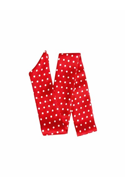 maia Κόκκινο και λευκό μακρύ μαντήλι βισκόζης με σχέδιο πουά - 150x6 εκ.