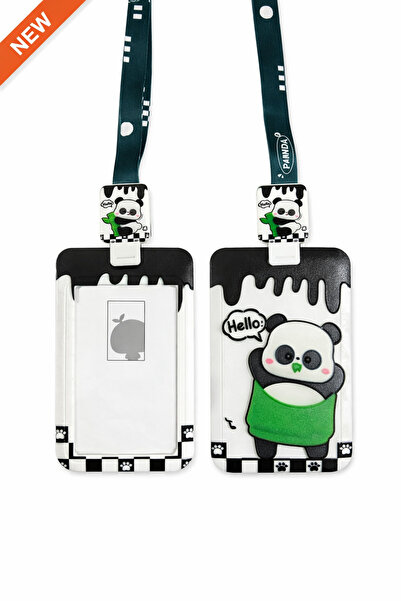 synshop Kawai Black Panda Yoyo Șnur pentru ecuson, șnur pentru gât, husă pent...