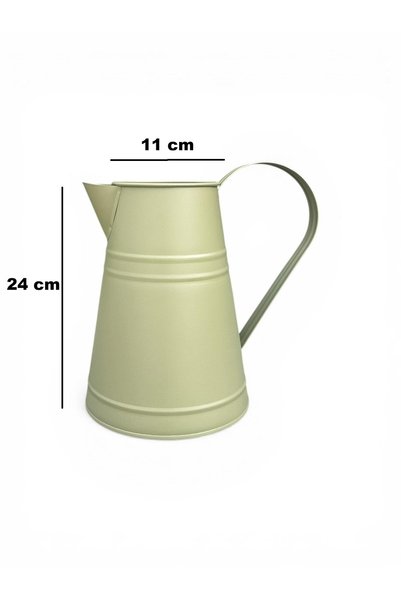NATURELMETAL Galvanized Metal Watering Can, Flower Pot 4 Lt Khaki