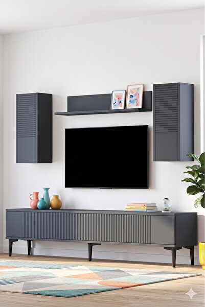 YUMEDİ DESİGN TVR1819A - TARÇIN TV ÜNİTESİ TAKIMI 180CM ANTRASİT