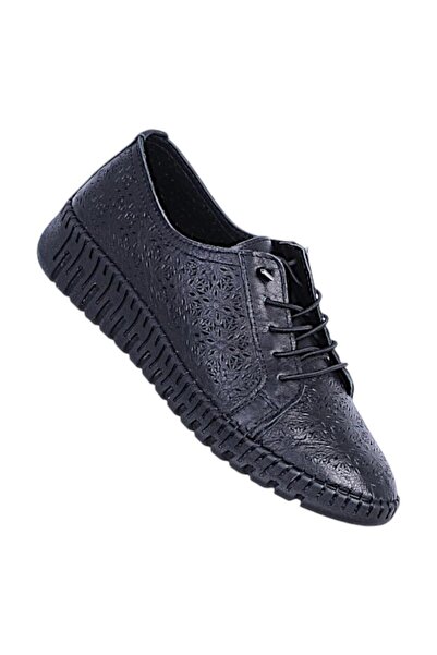 Ayakcenter Nehir 1005 Black Genuine Leather Women's Shoes