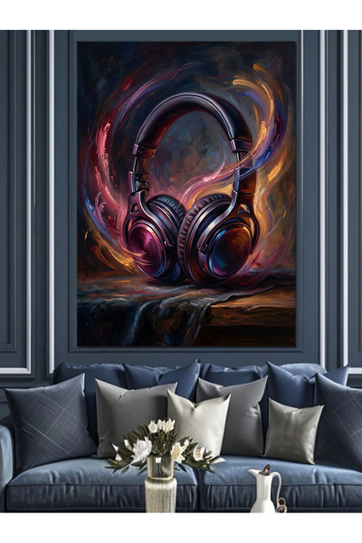 Artmeg Pânză decorativă modernă pentru căști și energie muzicală - Tablou din...