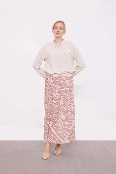 Levidor Camel Zebra Pattern Skirt