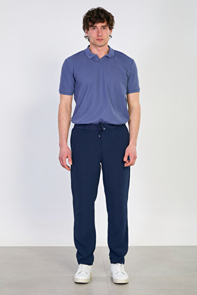 BARRELS AND OIL Ανδρικό παντελόνι Jogger από μουσελίνα - Ναυτικό μπλε