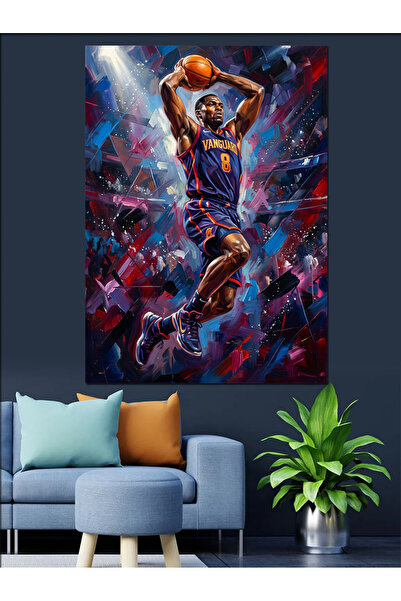 Artmeg Pictură decorativă pe pânză cu jucător care face un slam dunk într-un ...