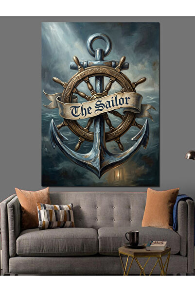 Artmeg Sailor Anchor and Rudder Symbol Decorative Canvas - Mdf Wood Painting